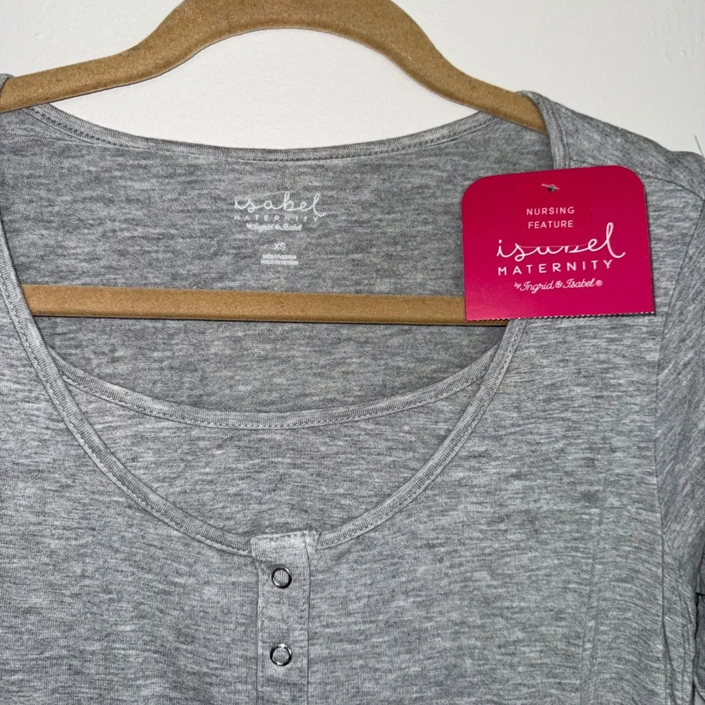 Isabel Maternity by Ingrid &‎ Isabel Gray Long Sleeve Nursing Dress Size XS